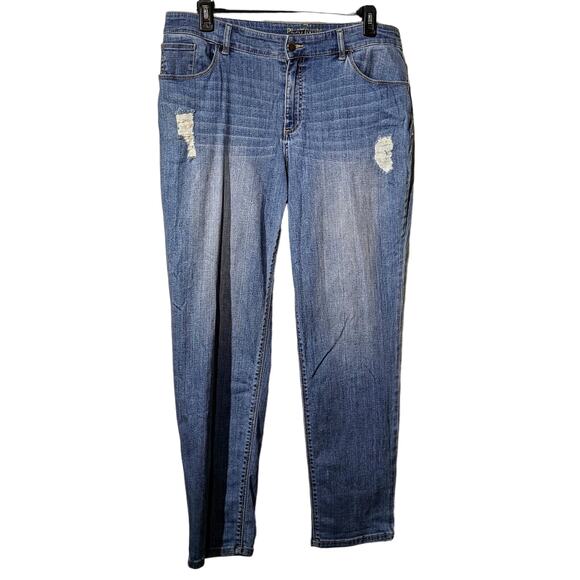 Chico's Denim - Chico's Platinum  Rhinestone Skimmer Straight Jean Chico's Sz 2.5 (L-14)